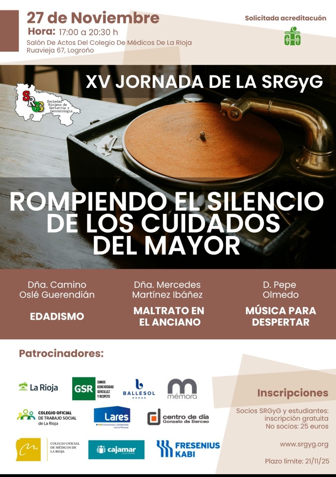 XV Jornada SRGyG “Rompiendo el silencio de los cuidados del mayor”